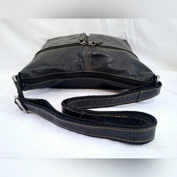 Jack Georges Uptown Hobo Black Leather Crossbody Shoulder Bag #7814 - Picture 10 of 13